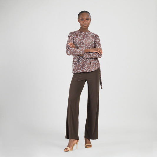 Clara Sunwoo Everyday - Cozy Knit - Side Pull-Tie Sweater Top - Leopard Motif - Final Sale