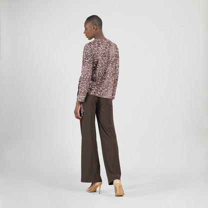 Clara Sunwoo Everyday - Cozy Knit - Side Pull-Tie Sweater Top - Leopard Motif - Final Sale