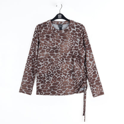 Clara Sunwoo Everyday - Cozy Knit - Side Pull-Tie Sweater Top - Leopard Motif - Final Sale
