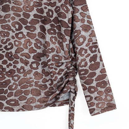 Clara Sunwoo Everyday - Cozy Knit - Side Pull-Tie Sweater Top - Leopard Motif - Final Sale