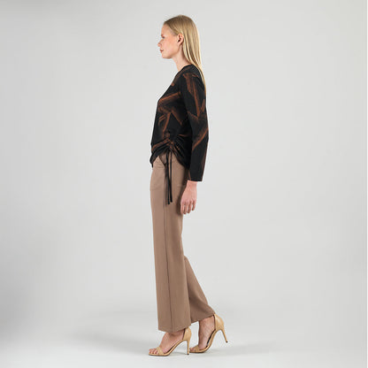 Clara Sunwoo Popular - Lightweight Cozy - Side Pull-Tie Sweater Top - Linear Geo - Final Sale