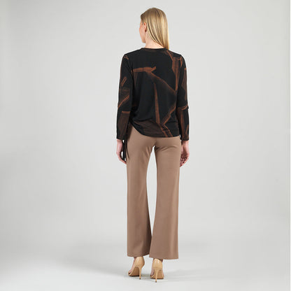 Clara Sunwoo Popular - Lightweight Cozy - Side Pull-Tie Sweater Top - Linear Geo - Final Sale
