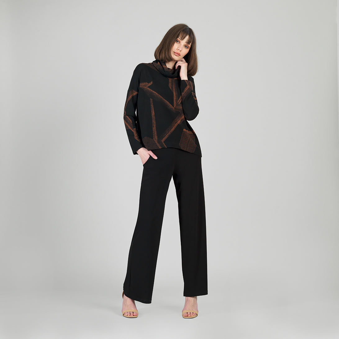 Clara Sunwoo Popular - Lightweight Cozy - Tipped Hem Sweater - Linear Geo - Final Sale