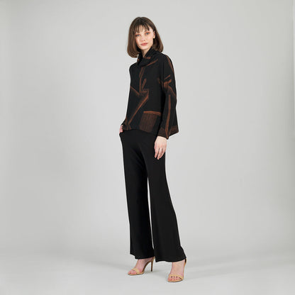 Clara Sunwoo Popular - Lightweight Cozy - Tipped Hem Sweater - Linear Geo - Final Sale