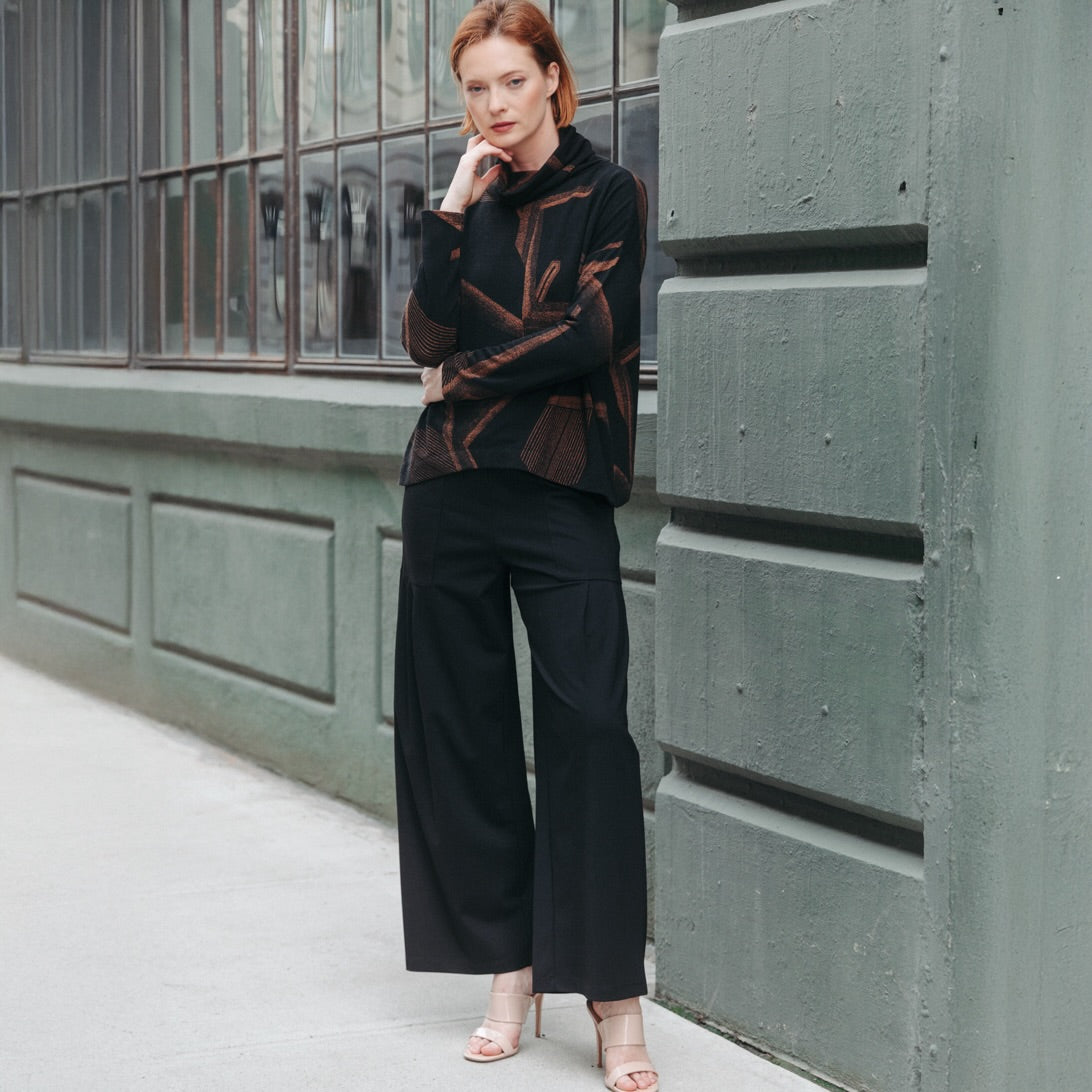 Clara Sunwoo Popular - Lightweight Cozy - Tipped Hem Sweater - Linear Geo - Final Sale