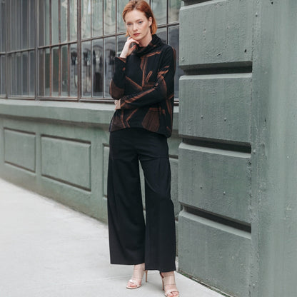 Clara Sunwoo Popular - Lightweight Cozy - Tipped Hem Sweater - Linear Geo - Final Sale