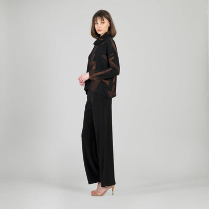Clara Sunwoo Popular - Lightweight Cozy - Tipped Hem Sweater - Linear Geo - Final Sale