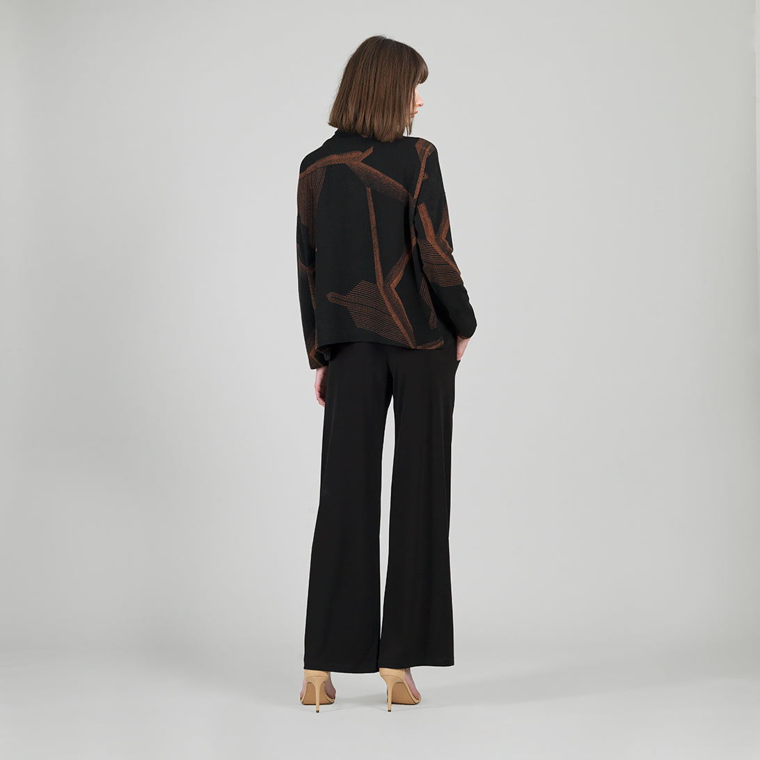 Clara Sunwoo Popular - Lightweight Cozy - Tipped Hem Sweater - Linear Geo - Final Sale