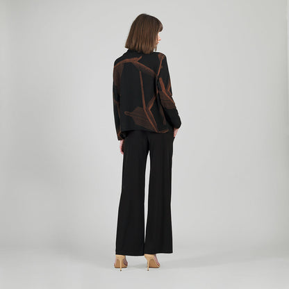 Clara Sunwoo Popular - Lightweight Cozy - Tipped Hem Sweater - Linear Geo - Final Sale
