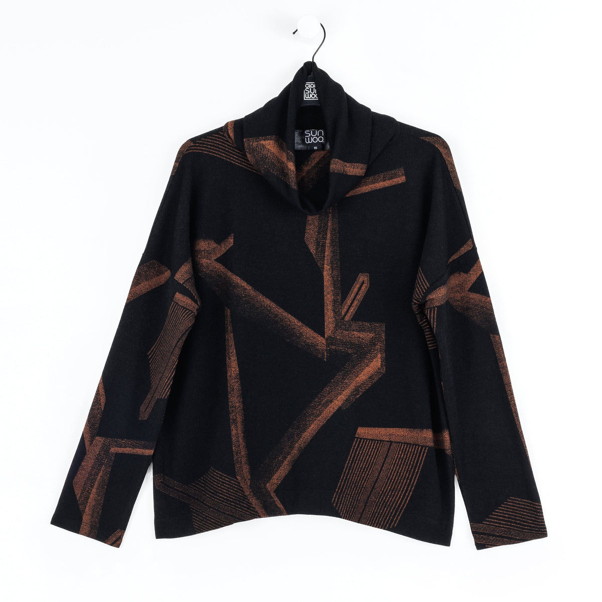 Clara Sunwoo Popular - Lightweight Cozy - Tipped Hem Sweater - Linear Geo - Final Sale
