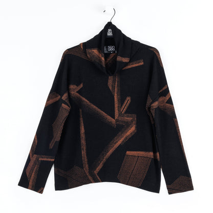 Clara Sunwoo Popular - Lightweight Cozy - Tipped Hem Sweater - Linear Geo - Final Sale