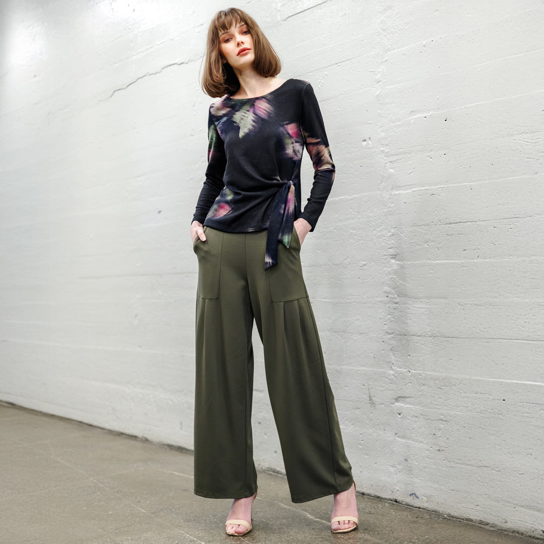Clara Sunwoo Everyday - Cozy Knit - Side Tie Waist Sweater Top - Shadow Brush