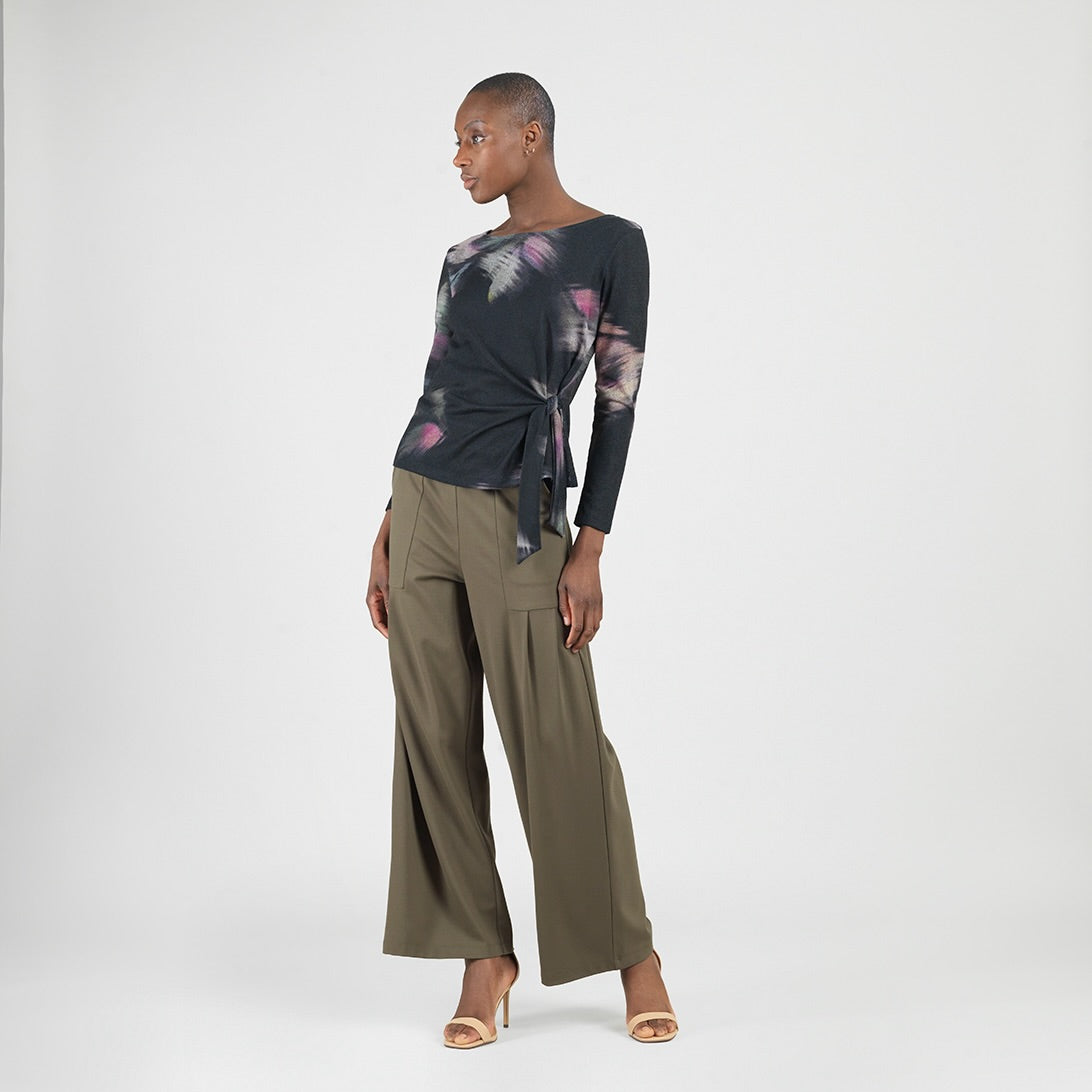 Clara Sunwoo Everyday - Cozy Knit - Side Tie Waist Sweater Top - Shadow Brush