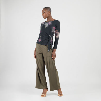 Clara Sunwoo Everyday - Cozy Knit - Side Tie Waist Sweater Top - Shadow Brush
