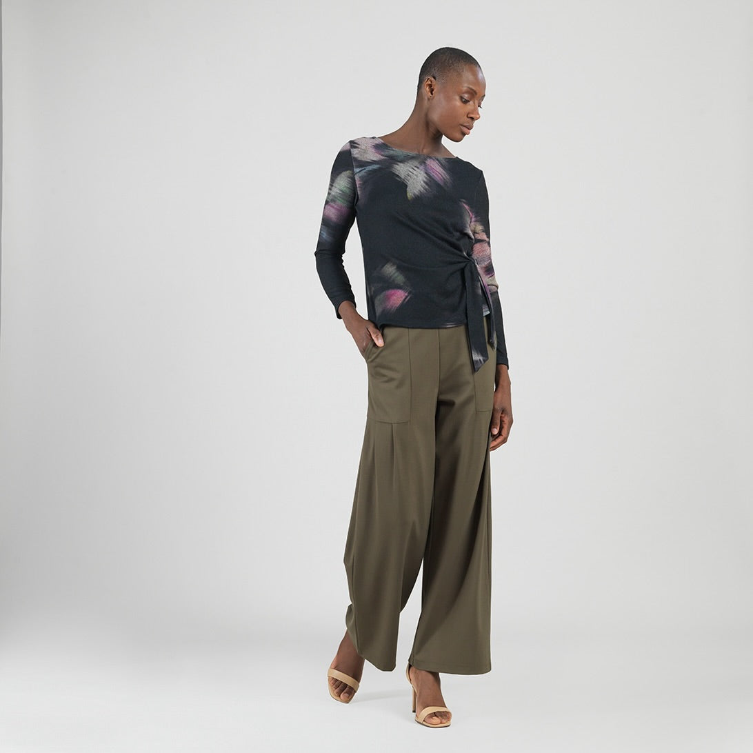 Clara Sunwoo Everyday - Cozy Knit - Side Tie Waist Sweater Top - Shadow Brush