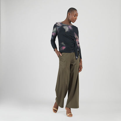 Clara Sunwoo Everyday - Cozy Knit - Side Tie Waist Sweater Top - Shadow Brush
