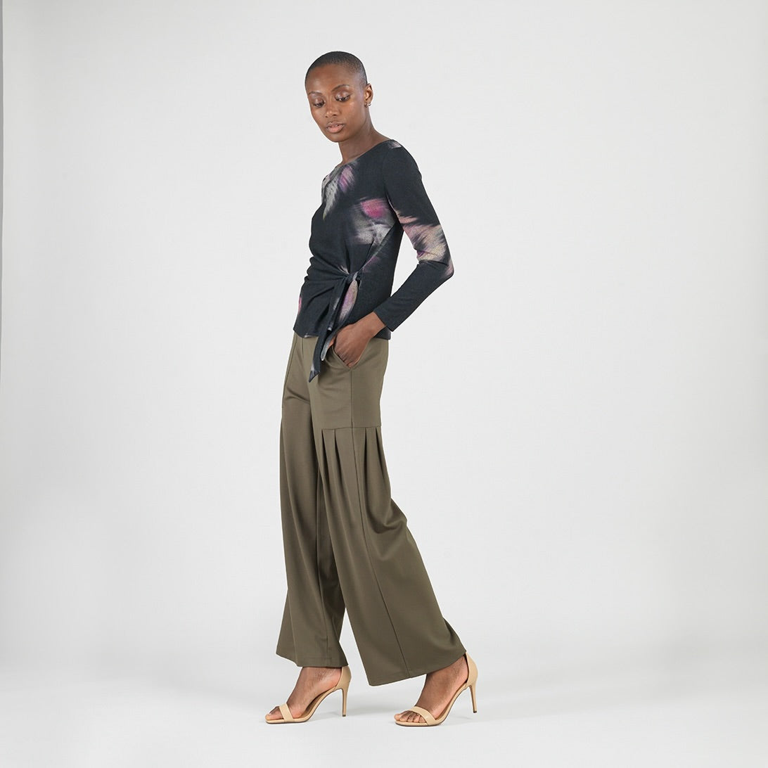 Clara Sunwoo Everyday - Cozy Knit - Side Tie Waist Sweater Top - Shadow Brush
