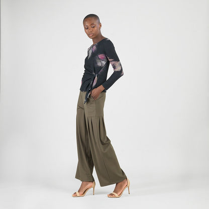 Clara Sunwoo Everyday - Cozy Knit - Side Tie Waist Sweater Top - Shadow Brush