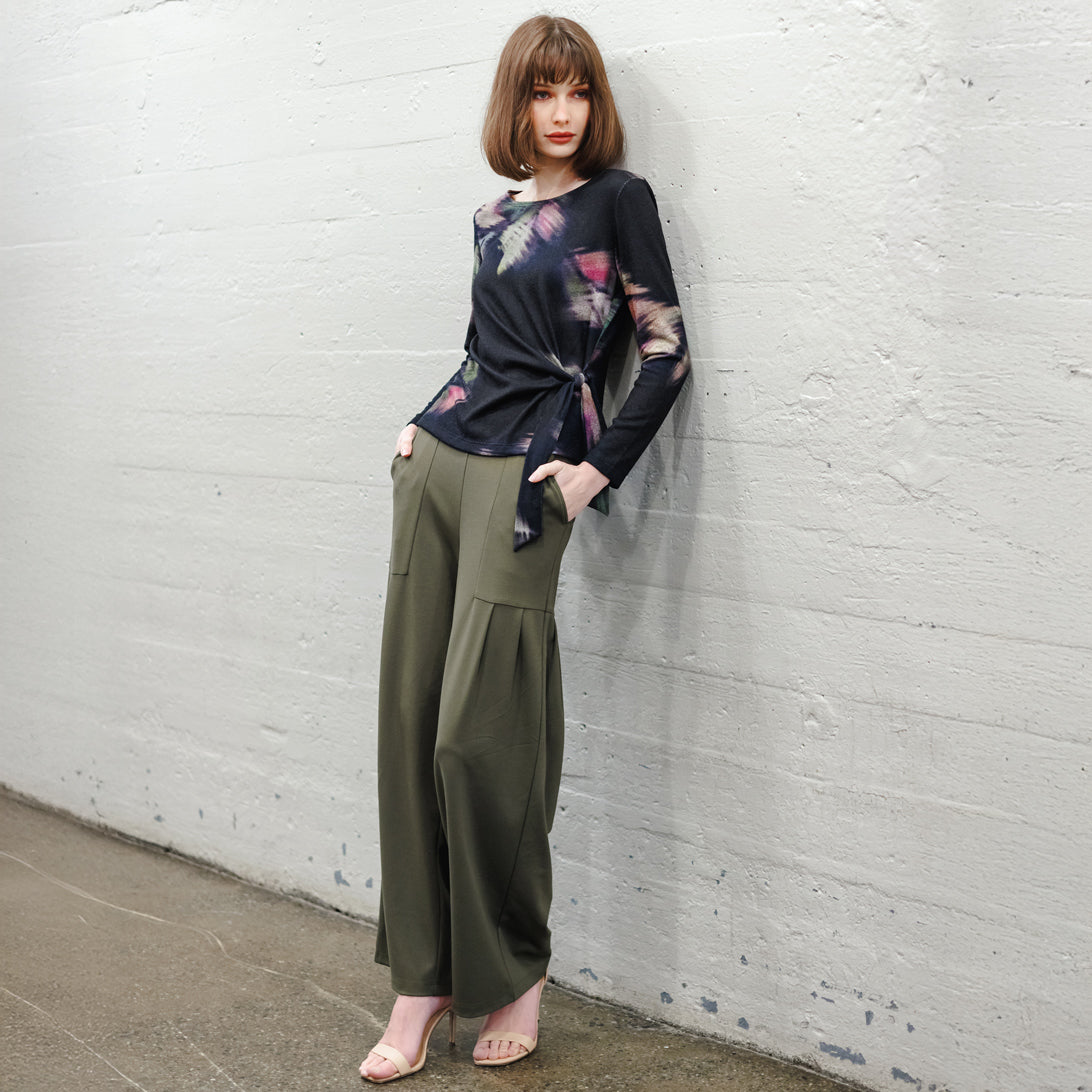 Clara Sunwoo Everyday - Cozy Knit - Side Tie Waist Sweater Top - Shadow Brush