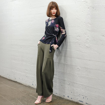 Clara Sunwoo Everyday - Cozy Knit - Side Tie Waist Sweater Top - Shadow Brush