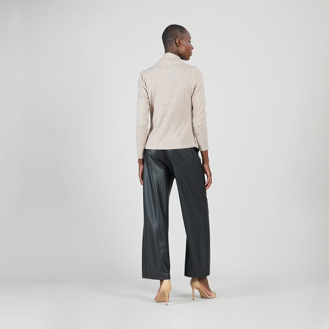 Clara Sunwoo Premium - Faux Cashmere - V-Neck Draped Pleat Sweater Top - Natural - Final Sale