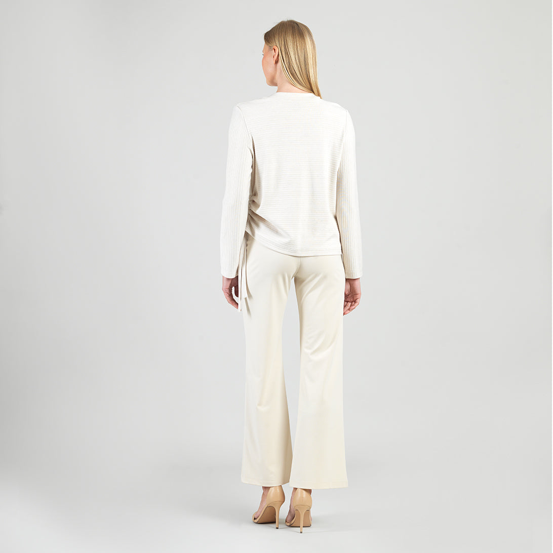 Clara Sunwoo New - Soft Ribbed - Side Pull-Tie Sweater Top - Oatmeal - Final Sale