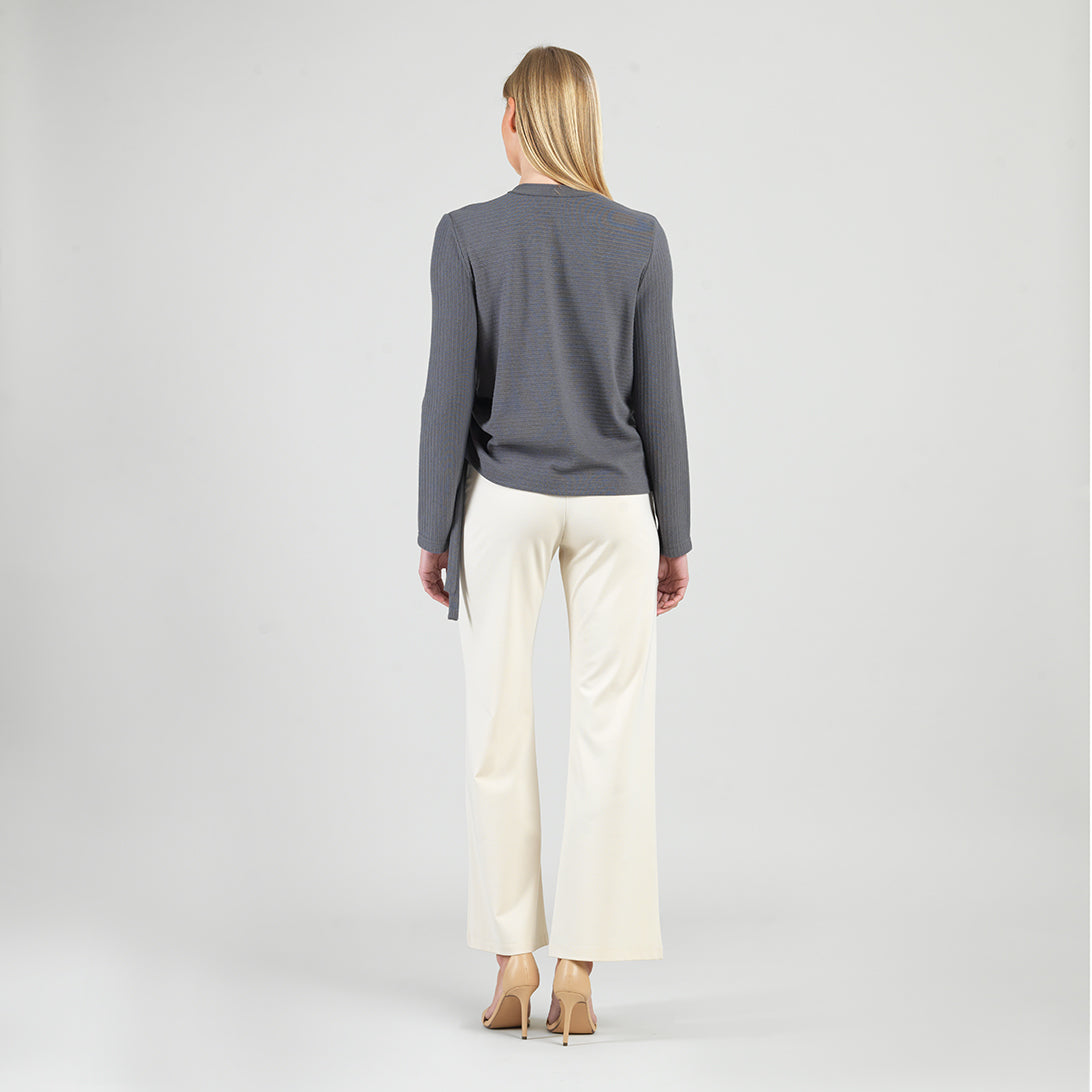 Clara Sunwoo Signature - Soft Ribbed - Side Pull-Tie Sweater Top - Charcoal - Final Sale