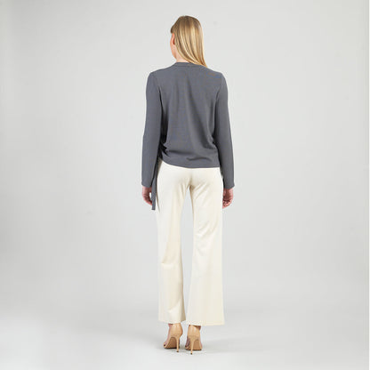 Clara Sunwoo Signature - Soft Ribbed - Side Pull-Tie Sweater Top - Charcoal - Final Sale
