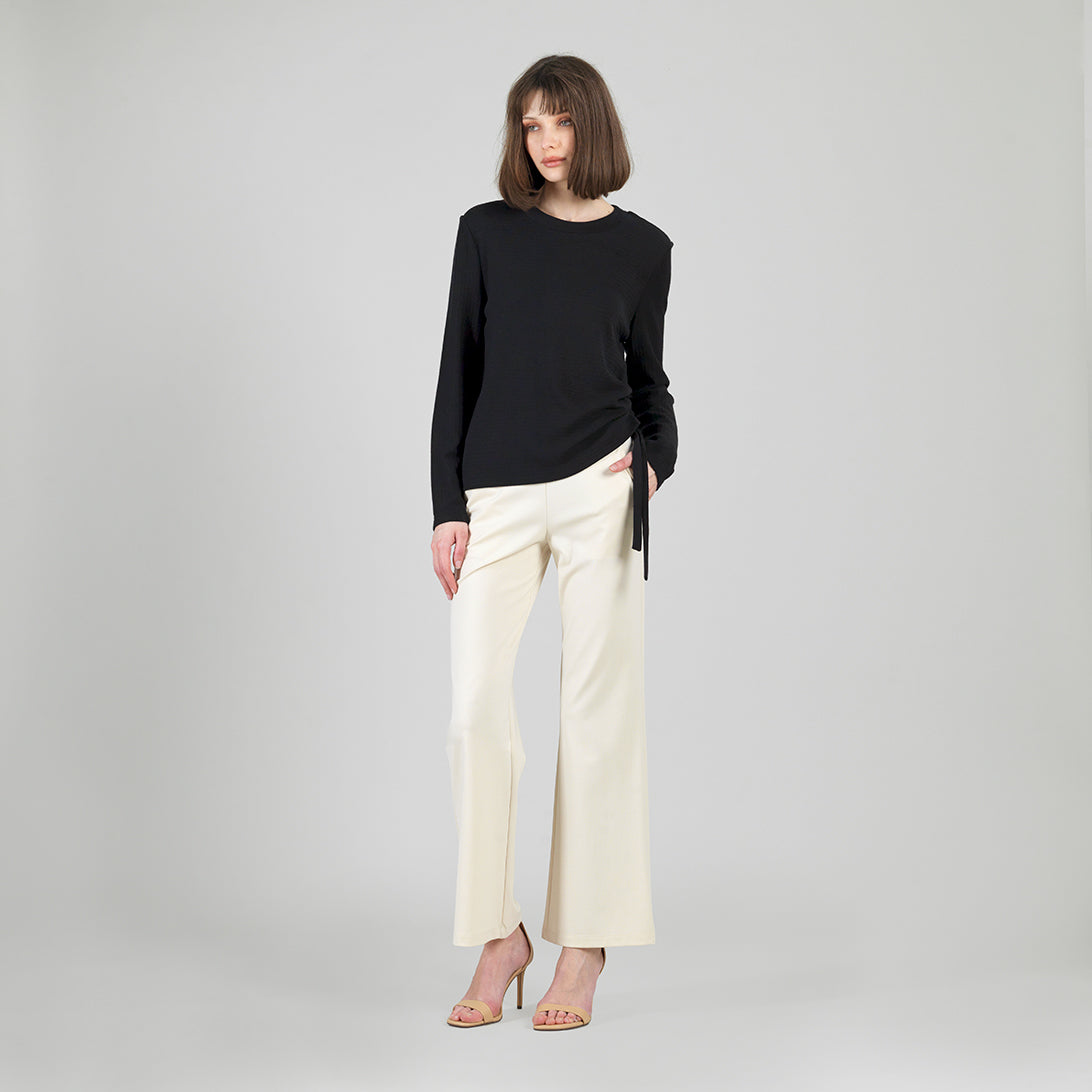 Clara Sunwoo Best Price - Soft Ribbed - Side Pull-Tie Sweater Top - Black - Final Sale