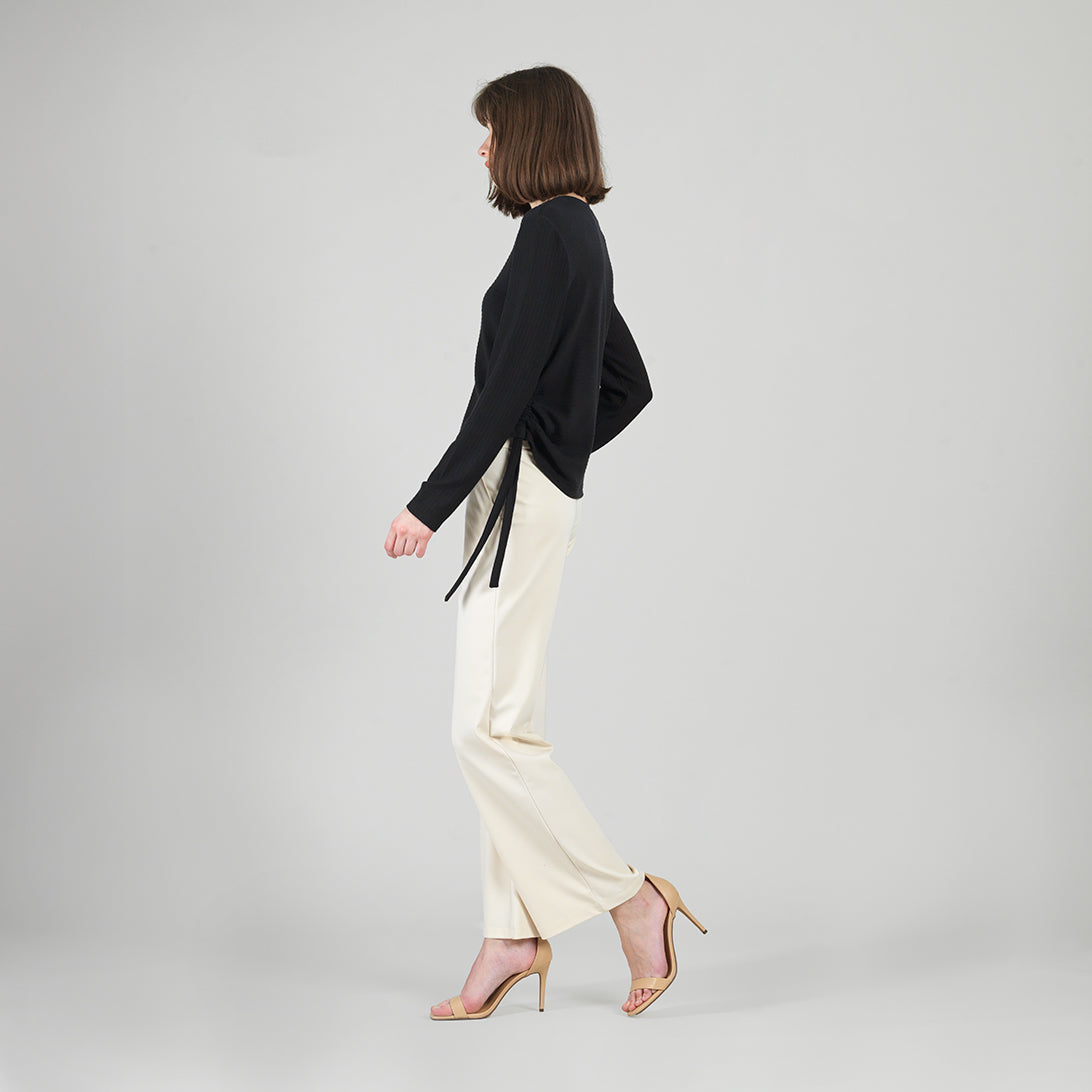 Clara Sunwoo Best Price - Soft Ribbed - Side Pull-Tie Sweater Top - Black - Final Sale