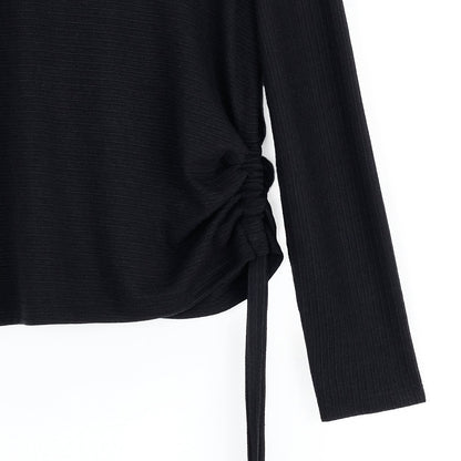 Clara Sunwoo Best Price - Soft Ribbed - Side Pull-Tie Sweater Top - Black - Final Sale
