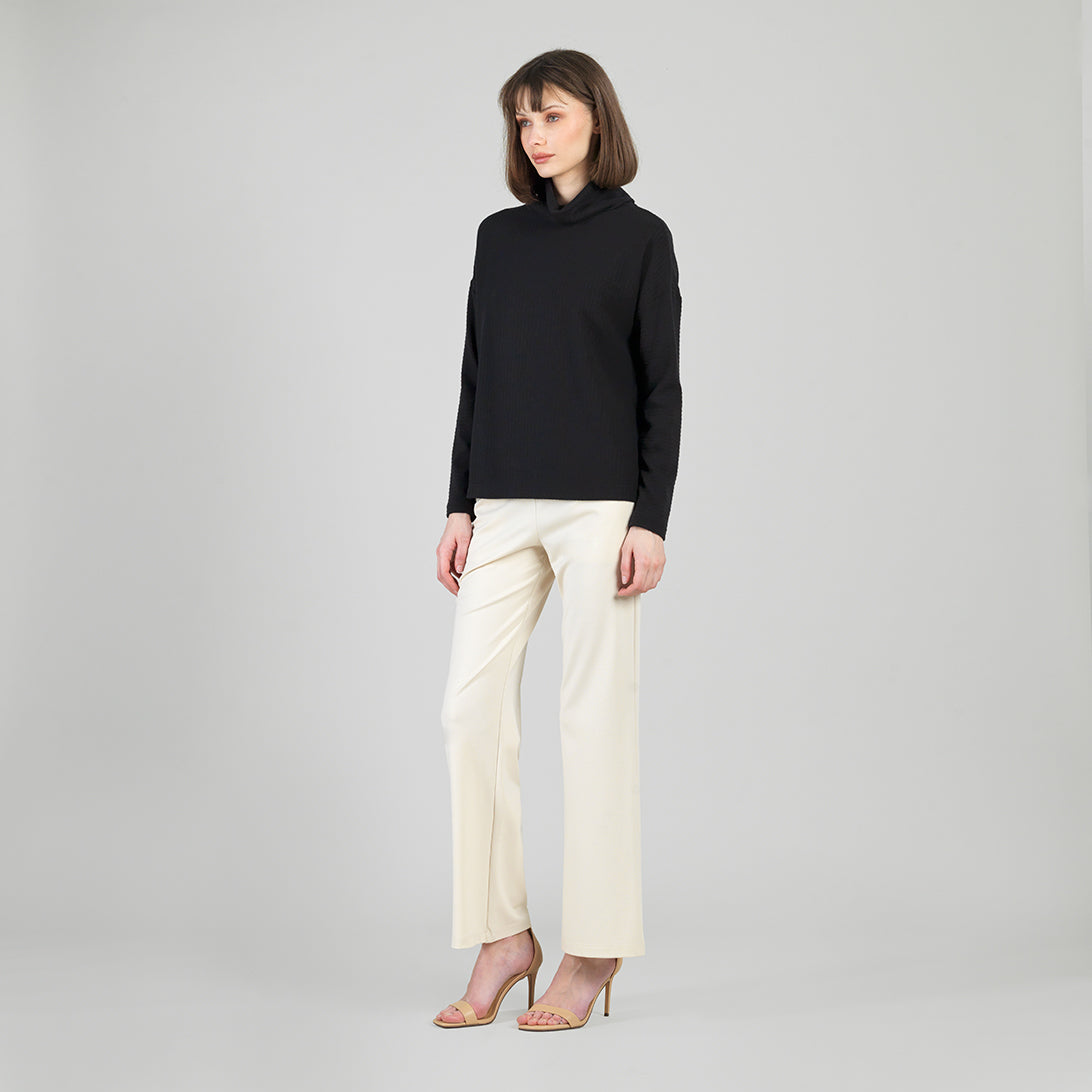 Clara Sunwoo Exclusive - Soft Ribbed - Cowl Turtleneck Sweater Top - Black - Final Sale
