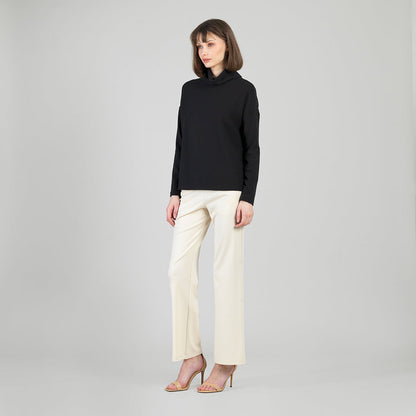 Clara Sunwoo Exclusive - Soft Ribbed - Cowl Turtleneck Sweater Top - Black - Final Sale