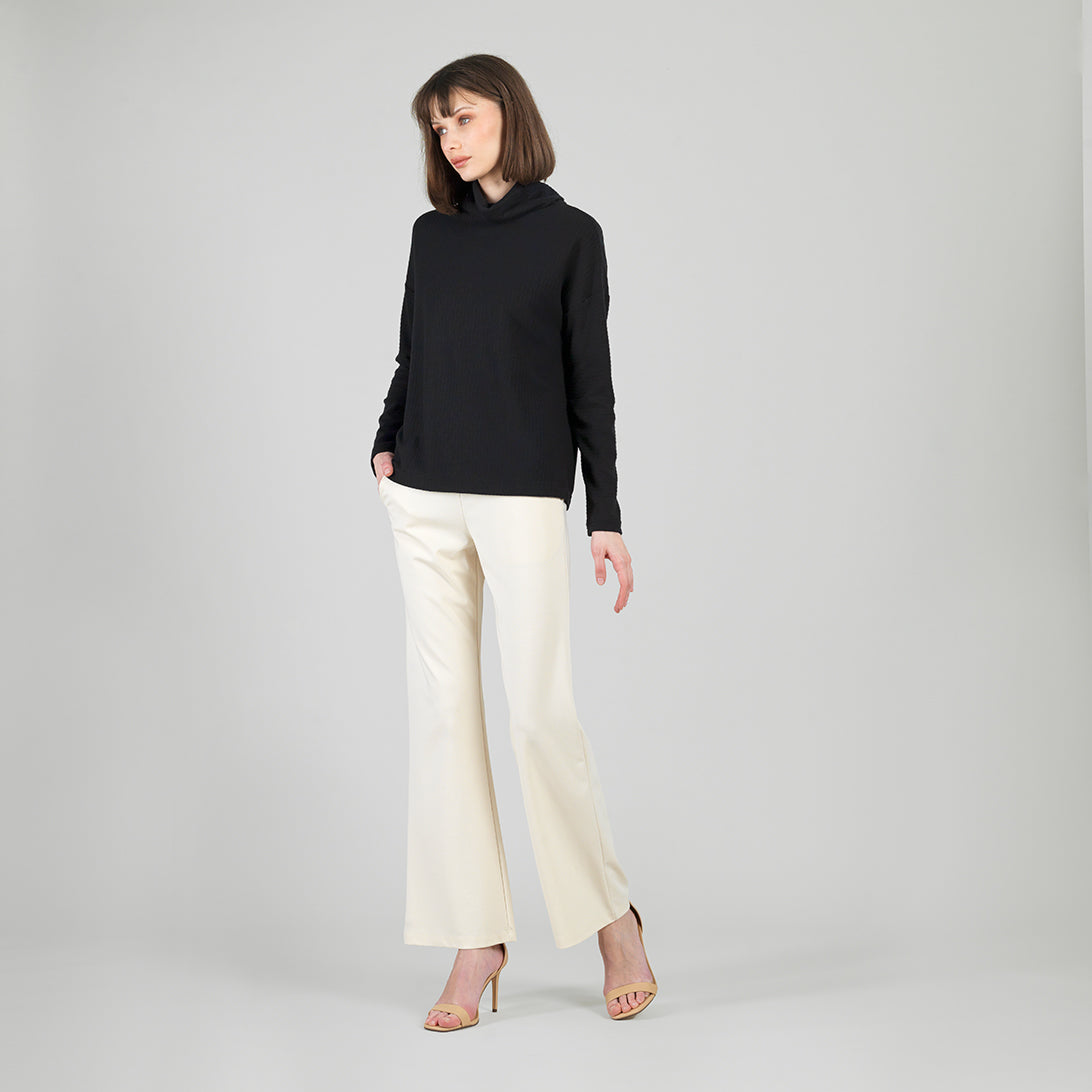 Clara Sunwoo Exclusive - Soft Ribbed - Cowl Turtleneck Sweater Top - Black - Final Sale