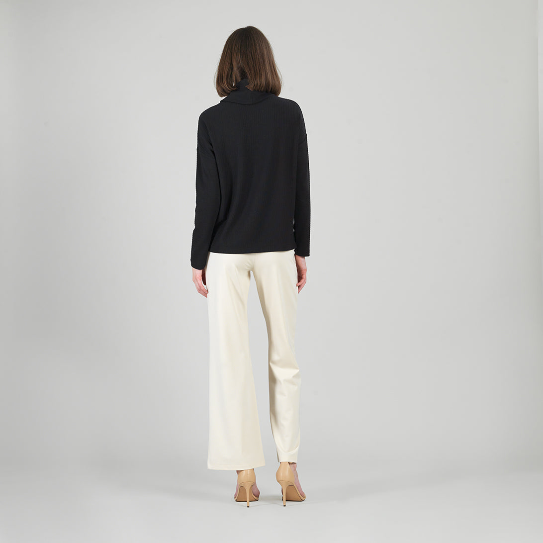 Clara Sunwoo Exclusive - Soft Ribbed - Cowl Turtleneck Sweater Top - Black - Final Sale