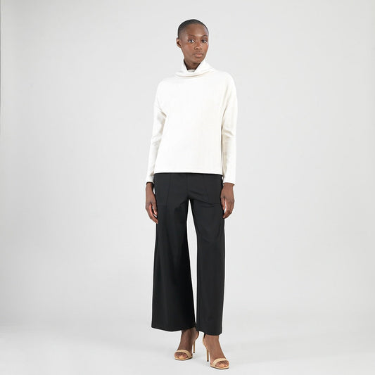 Clara Sunwoo Special Offer - Soft Ribbed - Cowl Turtleneck Sweater Top - Oatmeal - Final Sale