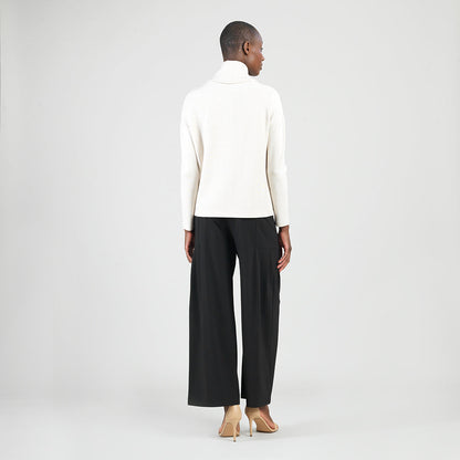 Clara Sunwoo Special Offer - Soft Ribbed - Cowl Turtleneck Sweater Top - Oatmeal - Final Sale