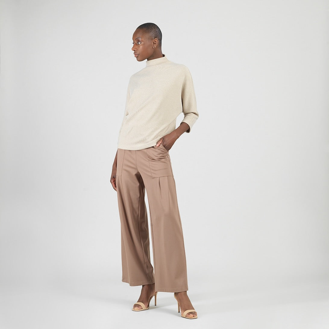Clara Sunwoo Hot Sale - Plush Ribbed - Funnel Neck Sweater - Natural