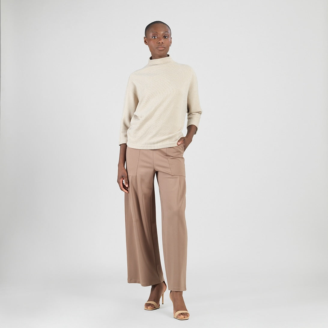 Clara Sunwoo Hot Sale - Plush Ribbed - Funnel Neck Sweater - Natural