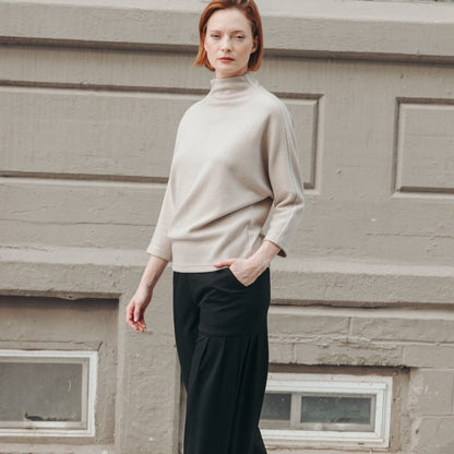 Clara Sunwoo Hot Sale - Plush Ribbed - Funnel Neck Sweater - Natural