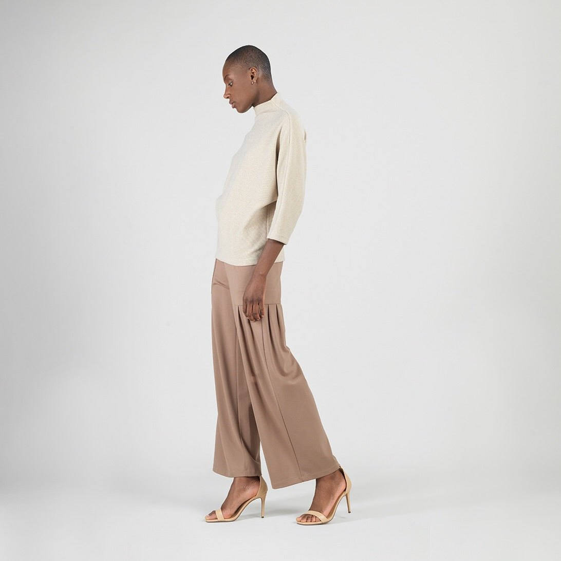 Clara Sunwoo Hot Sale - Plush Ribbed - Funnel Neck Sweater - Natural