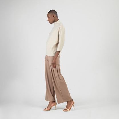 Clara Sunwoo Hot Sale - Plush Ribbed - Funnel Neck Sweater - Natural