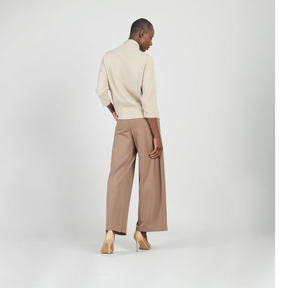 Clara Sunwoo Hot Sale - Plush Ribbed - Funnel Neck Sweater - Natural