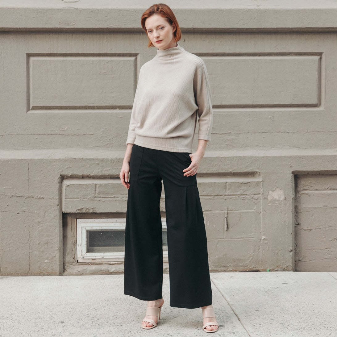 Clara Sunwoo Hot Sale - Plush Ribbed - Funnel Neck Sweater - Natural