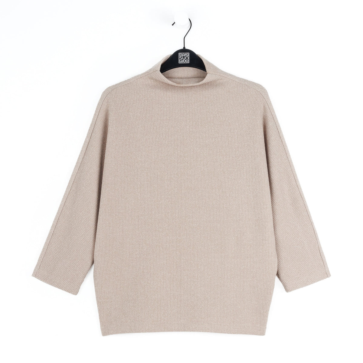 Clara Sunwoo Hot Sale - Plush Ribbed - Funnel Neck Sweater - Natural