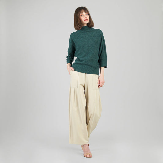 Clara Sunwoo Great Value - Plush Ribbed - Funnel Neck Sweater - Hunter Green - Final Sale
