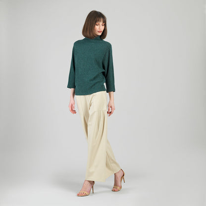 Clara Sunwoo Great Value - Plush Ribbed - Funnel Neck Sweater - Hunter Green - Final Sale