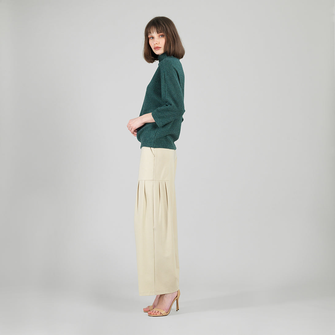 Clara Sunwoo Great Value - Plush Ribbed - Funnel Neck Sweater - Hunter Green - Final Sale