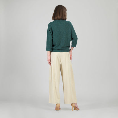 Clara Sunwoo Great Value - Plush Ribbed - Funnel Neck Sweater - Hunter Green - Final Sale