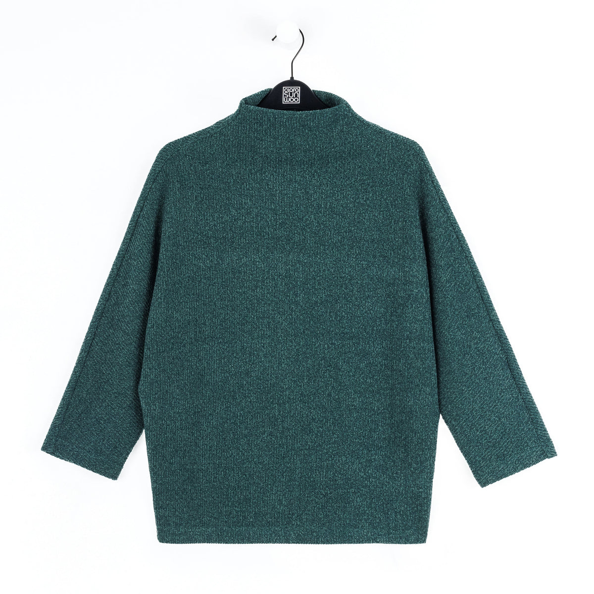 Clara Sunwoo Great Value - Plush Ribbed - Funnel Neck Sweater - Hunter Green - Final Sale